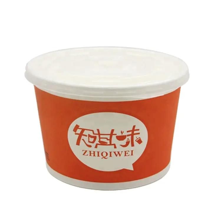 Hoogwaardige Food-Grade Food Container Wegwerp Papieren Slakom Met Deksel Houtpulp Papier Food Grade & Milieuvriendelijk, Wegwerp