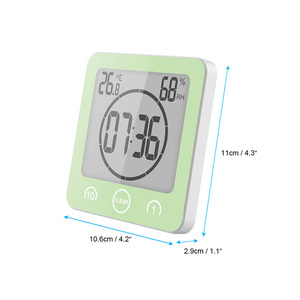 Reloj Digital LCD resistente al agua, cronómetro con Control táctil, alarma, soporte de pared para ducha, humedad y temperatura - Product Image 6