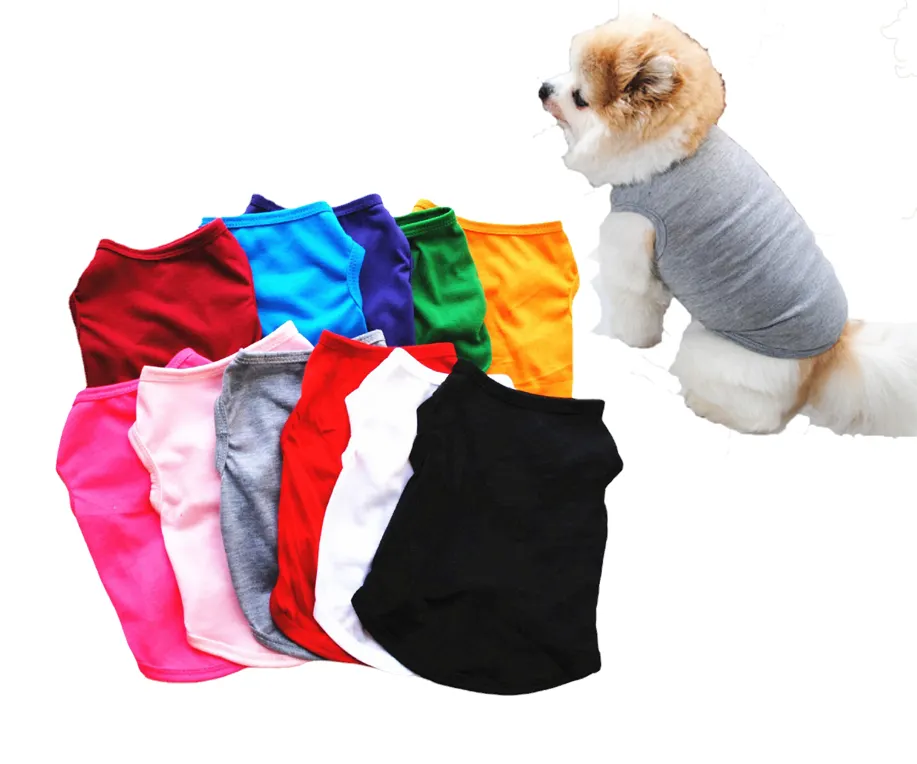T-shirt pour chats couleurs unies oem odm logo personnalisé t-shirt pour chien vierge quantité minimale de commande bas prix usine t-shirt chien