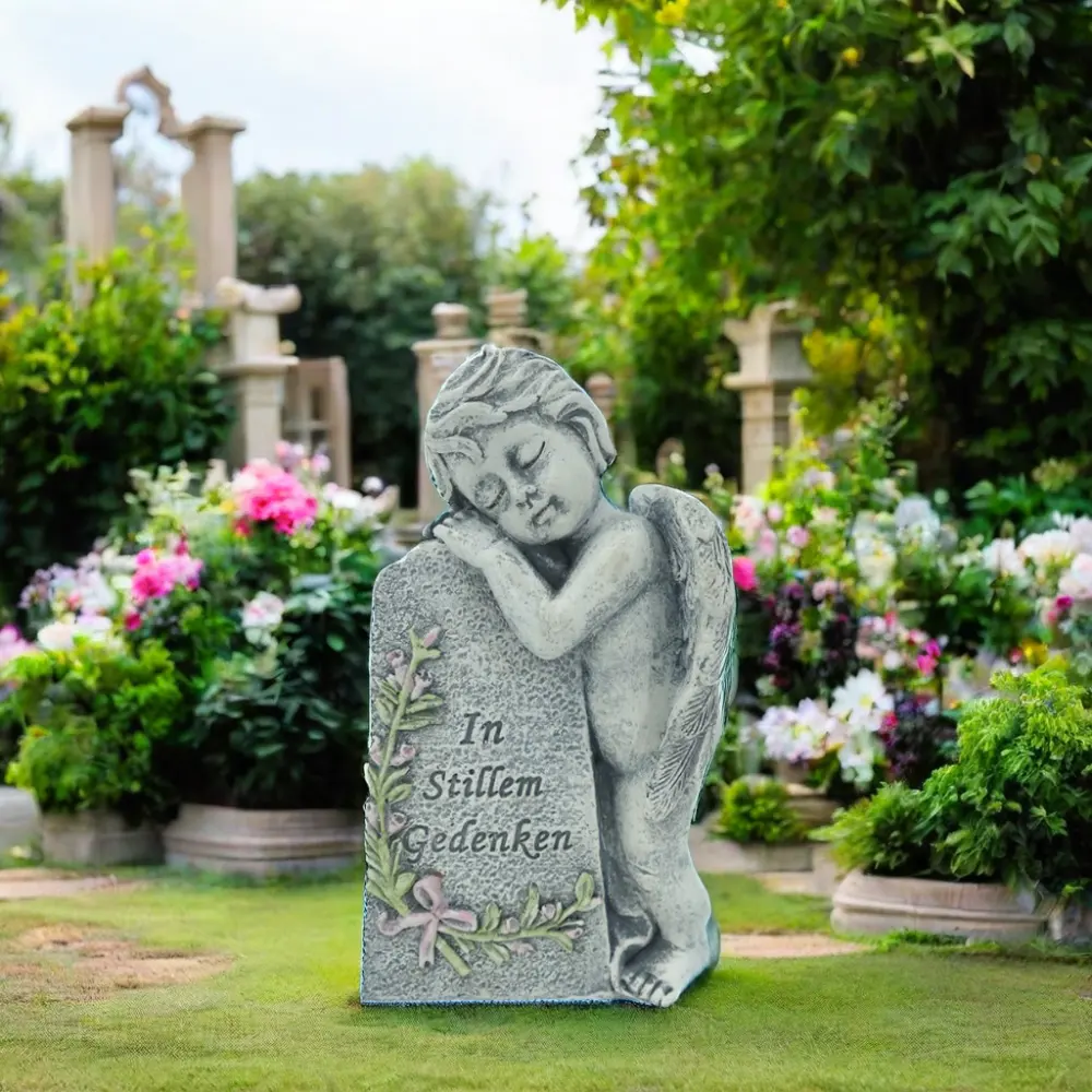 Top Grace مخصص ديكور الحديقة الراتنج حجر القبور هيكل عظمي تمثال الملاك شكل حجرة القبر حجر مقبر