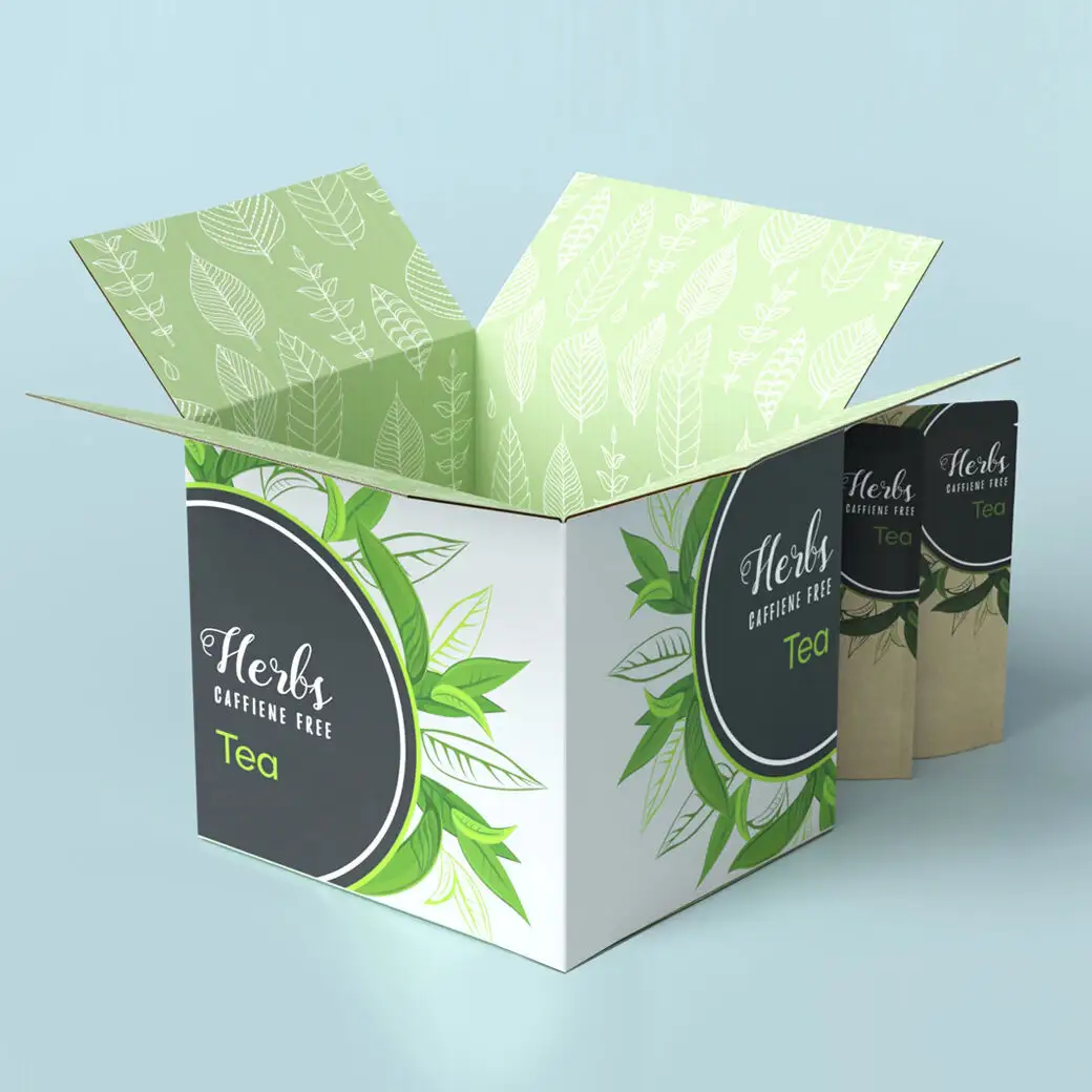 Venta caliente cajas de embalaje de envío de papel bolsas de té embalaje cajas de paquete de té corrugado con logotipo personalizado impreso