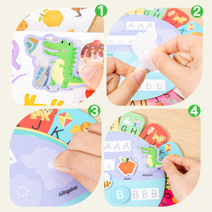 Children'<strong>s</strong> Early Education Shape <strong>Cognition</strong> Puzzle Quiet 26 English Letters Tracing Words Cognitive Card Quiet Book - Product Image 6