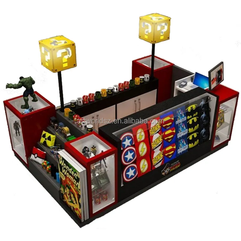 Artworld mostra il chiosco giocattolo del centro commerciale di moda con luci a LED attraente espositore al dettaglio per bambini giocattoli da banco