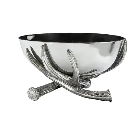 수제 디자인 뿔베이스 테이블 탑 주방 용품 그릇 장식 알루미늄 금속 그릇 홈 호텔 레스토랑 사용 서빙 그릇