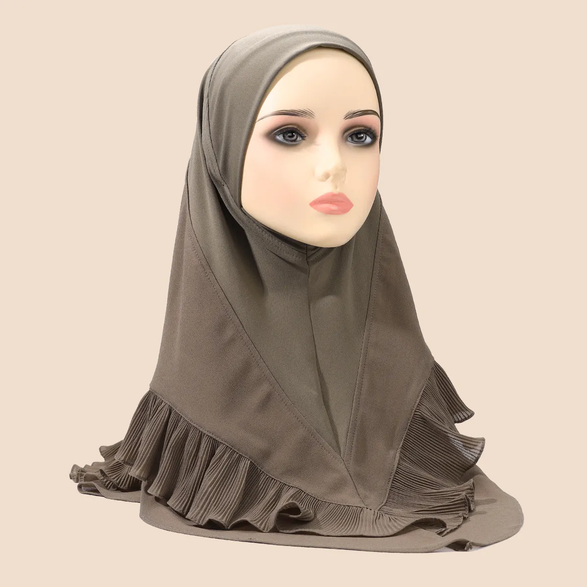 อิสลามทันทีผ้าโพกหัวชีฟองเร้าใจจีบกริช 2 ชั้น bonnets ฮิญาบอาหรับมุสลิมผู้หญิงห่อศีรษะผ้าพันคอ