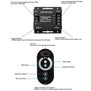 DC 12V-24V 18A PWM tira de luz LED atenuador con control remoto deslizante regulable, ajuste el interruptor de luz atenuador de brillo - Product Image 2