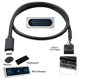 USB 2.0マザーボード9ピン10ピンヘッダー-タイプC USB-Cケーブル50cmミニモニターセンサーパネルカメラ用