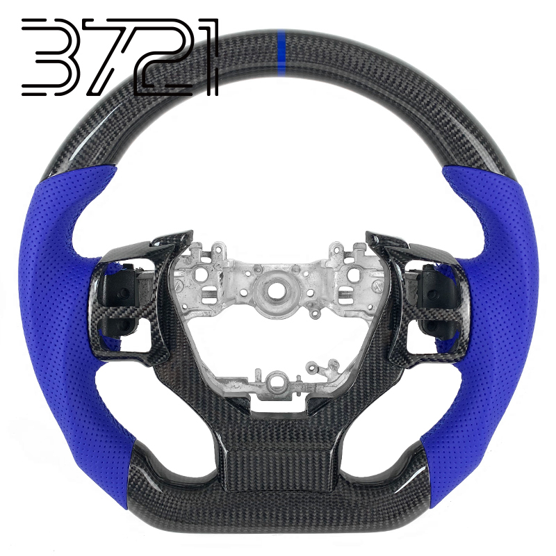 Fibra de carbono+cuero perforado azul