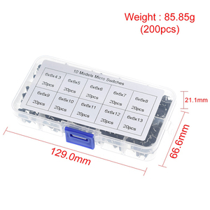 TZT 10 modelleri 100/200 adet 6*6 Tact dokunsal basmalı düğme anahtarı kiti, yükseklik: 4.3MM ~ 13MM DIP 4P mikro anahtarı 6x6 anahtar anahtarı - Product Image 4