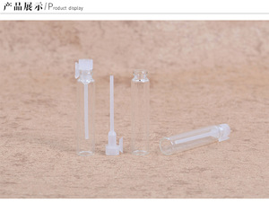 小型容量1ml 2mlクリア黄褐色ガラス香水 & エッセンシャルオイルボトルドロップスティック試験用サンプルスクリーン印刷面付き - Product Image 6