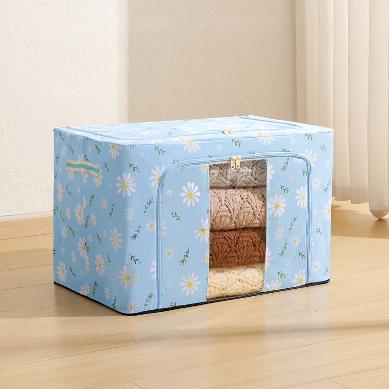Single-window Oxford cloth fabric, light blue with daisies.