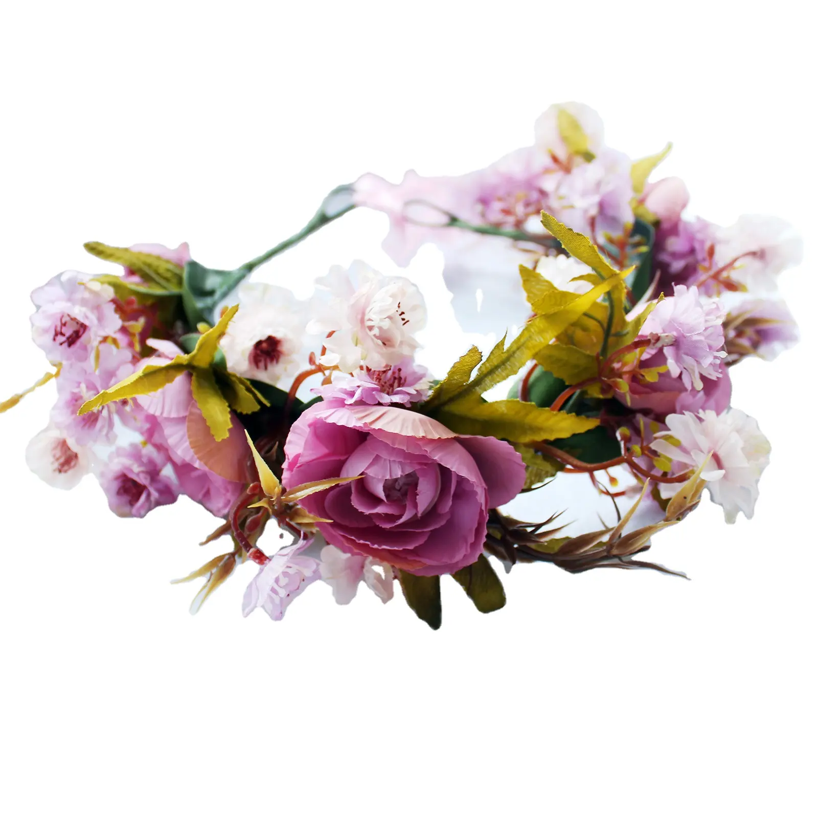 Coroa de cabelo de dama de honra floral rústica quente Euramerican personalizada coroa de cabelo de flores artificiais