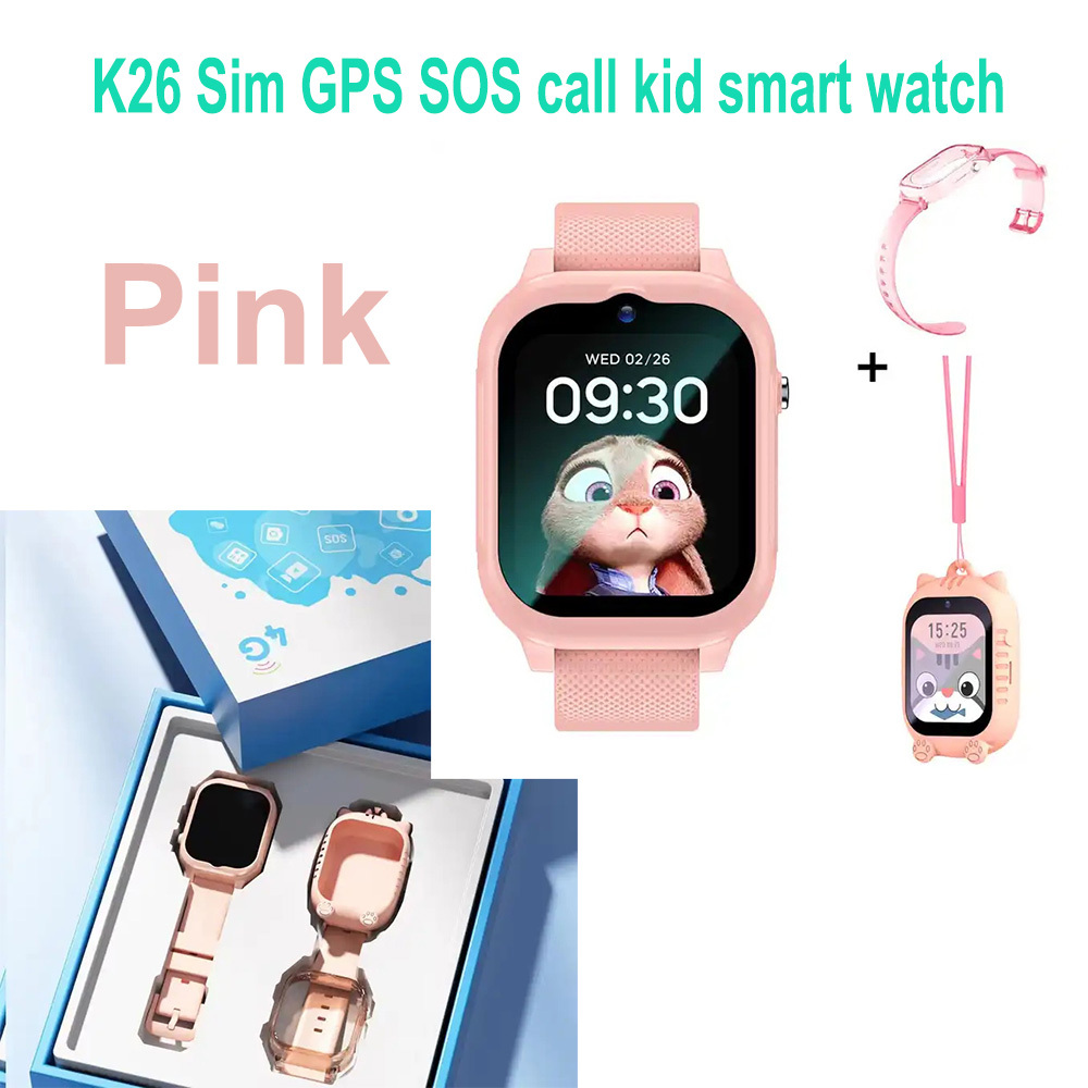 Montre intelligente rose LT52E-enfants-enfant-4g-gps-sos