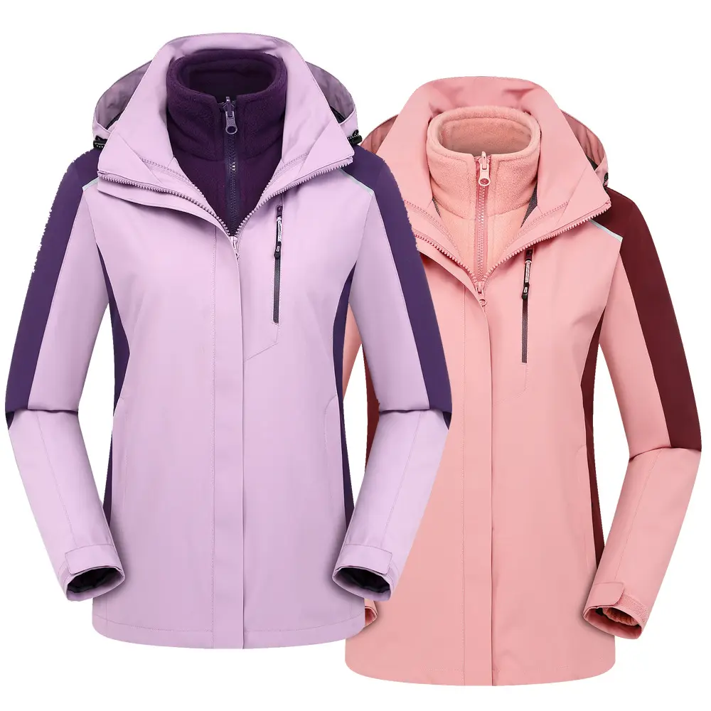 Chaquetas DE TRABAJO cortavientos de lana desmontable para mujer personalizadas al por mayor de fábrica de ropa Lisa para nieve al aire libre