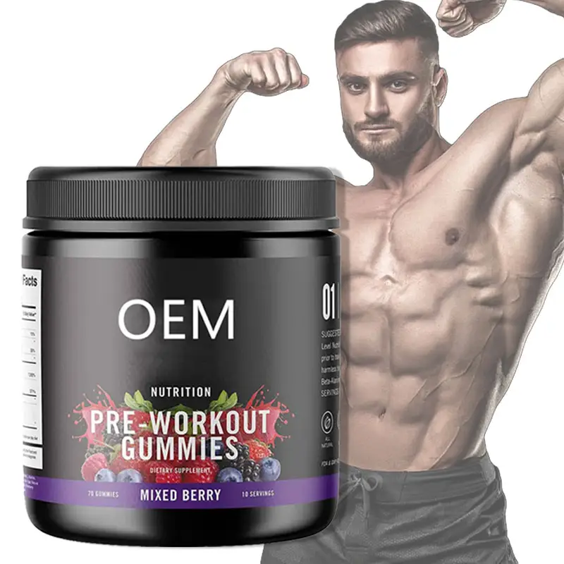 Pre Workout Supplement Kreatin Mono hydrat Energie Gummy Sport Pre Workout Gummies für Muskelaufbau und Kraft