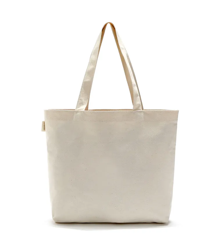 Wholesale recycled custom logo print organic white blank cotton shopping canvas bag plain