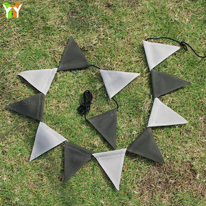 Banderas para acampar al aire libre, 12 Uds., pancarta de lona, banderas de tienda de campaña, cadena multicolor de forma Triangular para fiesta de boda - Product Image 1