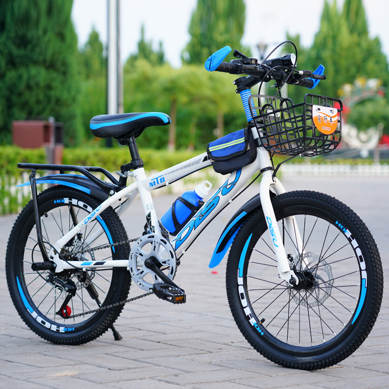 Classic white blue single speed-basket-rear hanger-flashlight