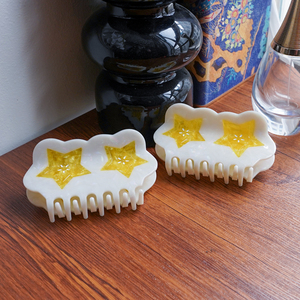 CANYUAN 10cm pinzas de pelo de acetato blanco diseño personalizado con borde ondulado lindas pinzas de pinza para mujer para venta al por mayor - Product Image 1