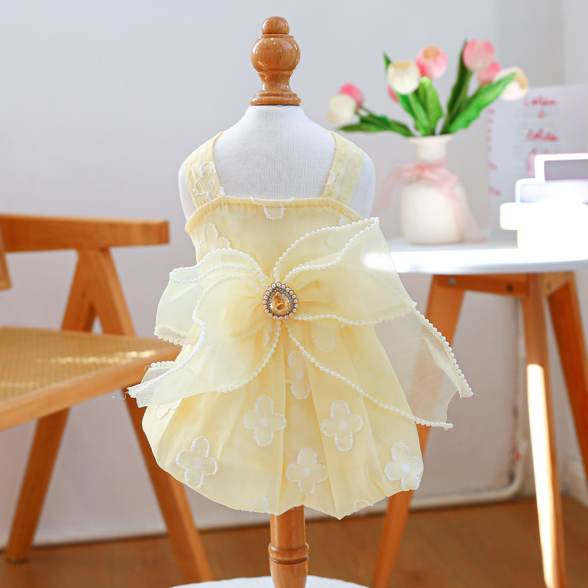 Flowery yellow diamond skirt