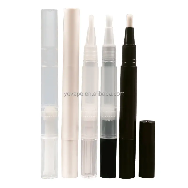 Cosmetic makeup empty transparent 3ml Brush Lip Gloss Container Applicator Liquid Rotary Twist Pen Nail Oil Tube with Brush Tip