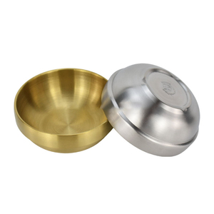 Bát cơm Bát canh để phục vụ salad súp trái cây phở Bát vàng đôi Tường Cách Nhiệt 304 thép không gỉ kim loại Hàn Quốc Đảng - Product Image 3