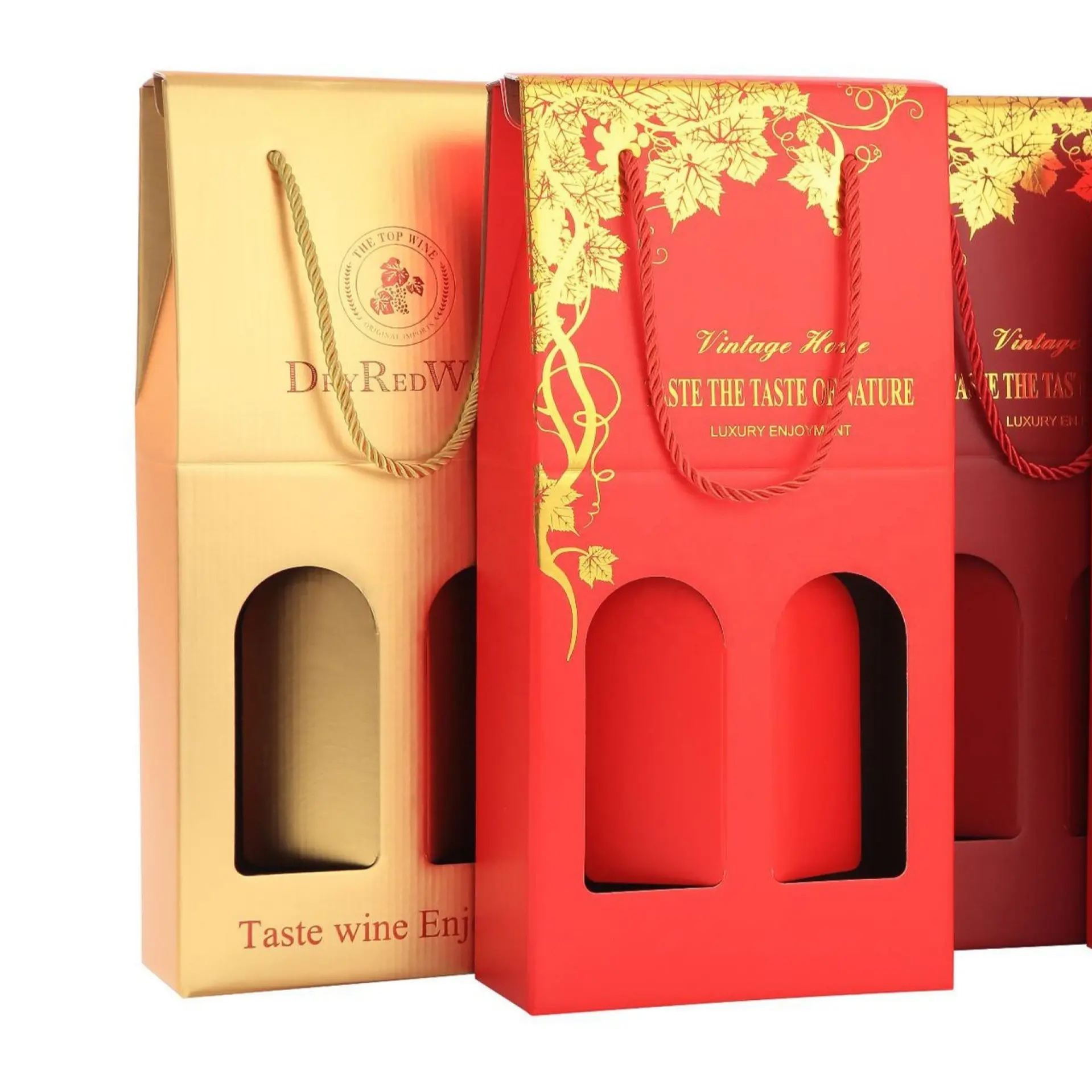 Regalo di lusso personalizzato Champagne vino alcol scatole regalo bottiglia di carta di vetro cartone scatola di vino rosso imballaggio