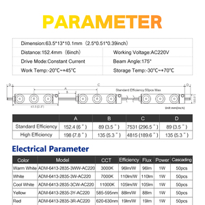 ADLED ในสต็อกพลังงานสูง AC 110v 220v led โมดูล 1W ป้ายดิจิตอลตัวอักษร - Product Image 5