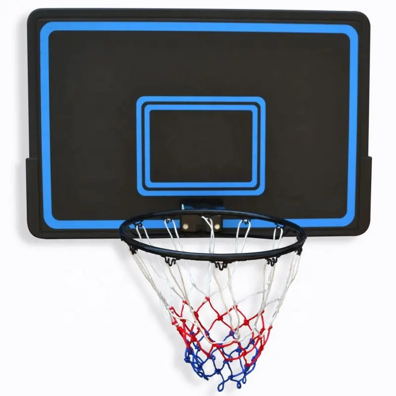 Tablero de baloncesto PE de 110x70cm de gran oferta con aro de baloncesto montado en la pared con borde de 45cm