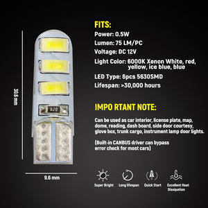 T10 194 168 Canbus 5630 araba LED İç ampuller için hata ücretsiz yan kama ışık led ışık araba T10 Canbus aksesuarları oto - Product Image 4