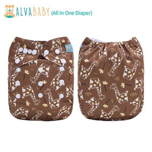 ALVABABY <strong>AIO</strong> Baby <strong>Cloth</strong> Diaper Washable Baby <strong>Cloth</strong> Nappy Reusable All in One Baby <strong>Cloth</strong> Diaper Sewn in Insert with One Pocket - Product Image 2