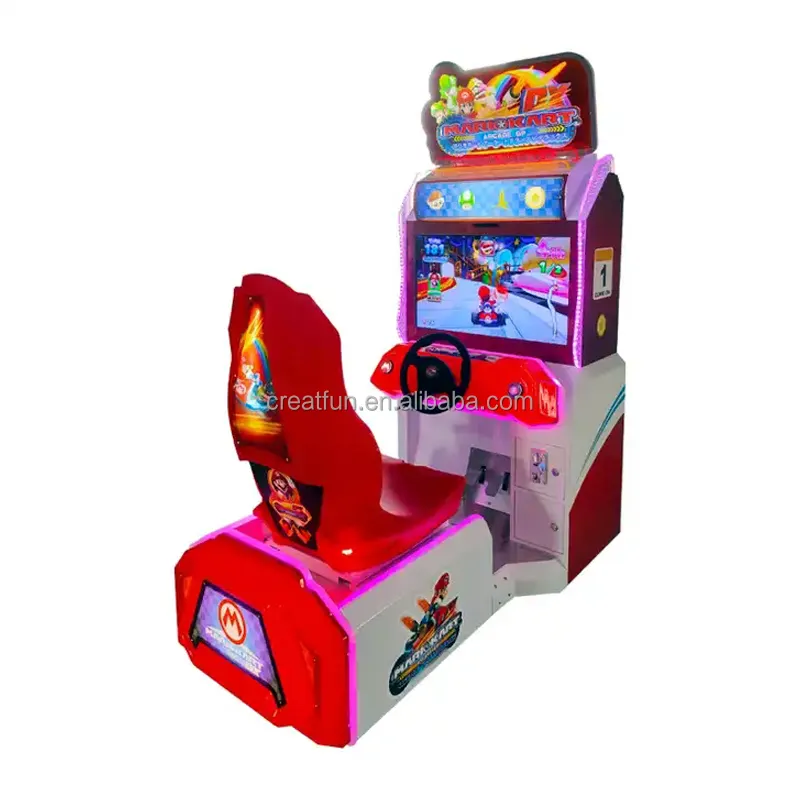 Simulateur d'arcade Mario Kart Machine de jeu de course Système de jeu vidéo à pièces Centres de jeu Construction en bois plastique durable