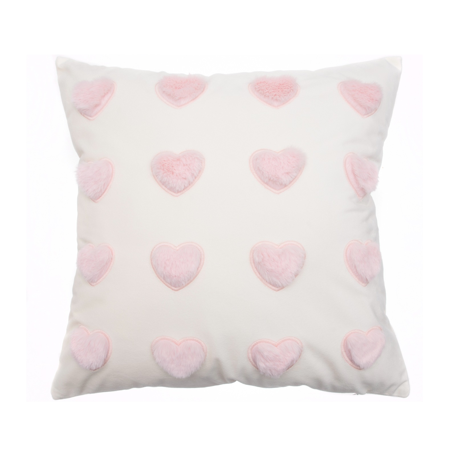Broderie en tissu rose pleine de petits coeurs (pilule)