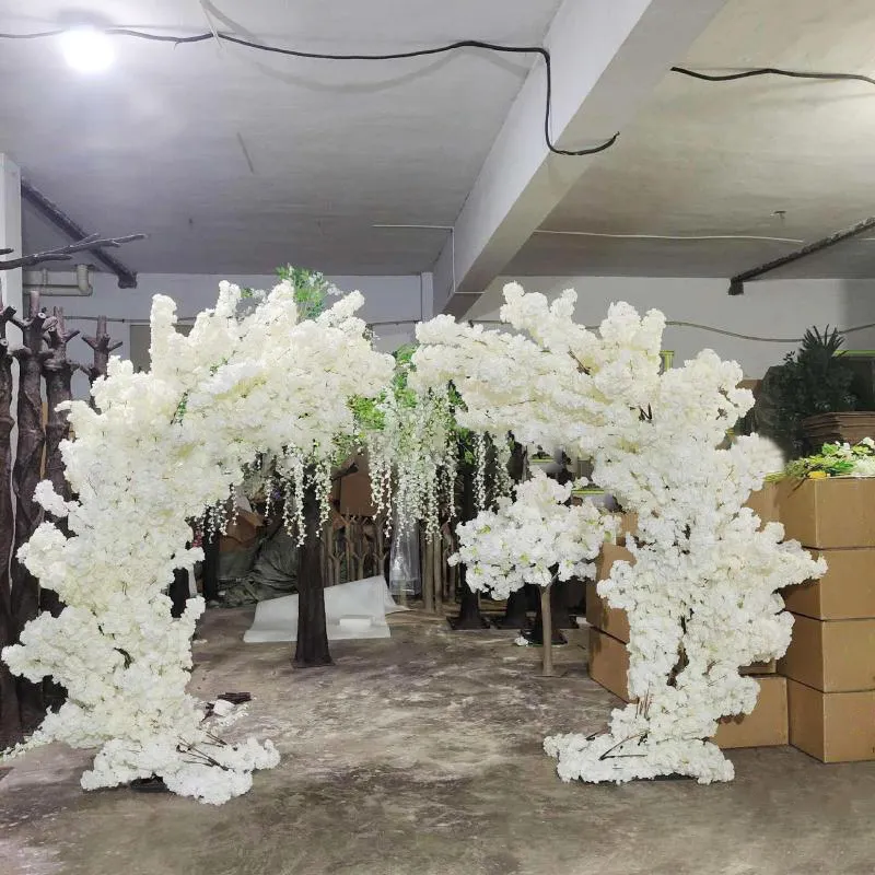 Venta al por mayor 2M y 3M interior gran decoración boda arco flor artificial flor de cerezo plantas árboles para boda