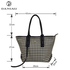 <strong>Daniel</strong> 2022 New Design Support Custom Wholesale Houndstooth Pattern Ladies Handbag Polyester Material Ladies Tote <strong>Bag</strong> - Product Image 2
