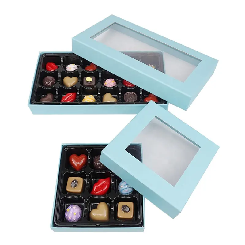 Caixas de presente personalizadas luxuosas da truffle do chocolate com embalagem clara da janela