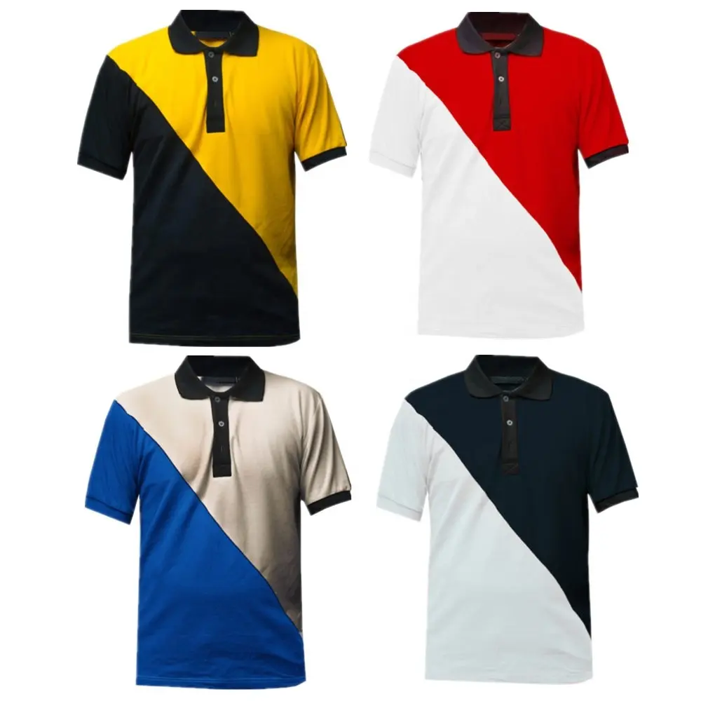 Tendencia producto venta caliente cortar coser polo Camiseta de algodón barato personalizado colores bloque camisa de polo para hombres