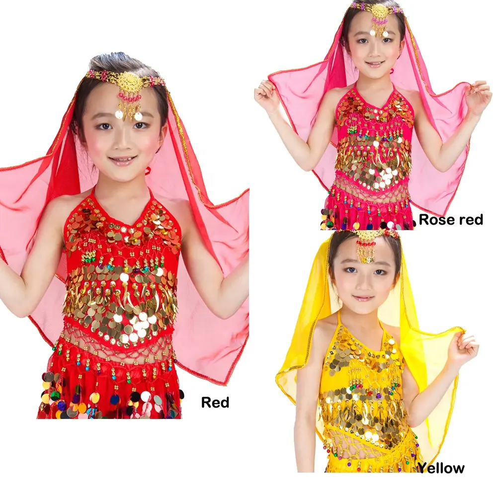 Bestdance Children Belly Dance Costume Handmade Sexy Bra tops with Sequins Beads Bells