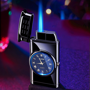 Fashion Design Blue Flame <strong>Lighter</strong> <strong>with</strong> Lighting <strong>Function</strong> Quartz Watch Dial Portable Commercial Cigarette <strong>Lighter</strong> for Gift - Product Image 3