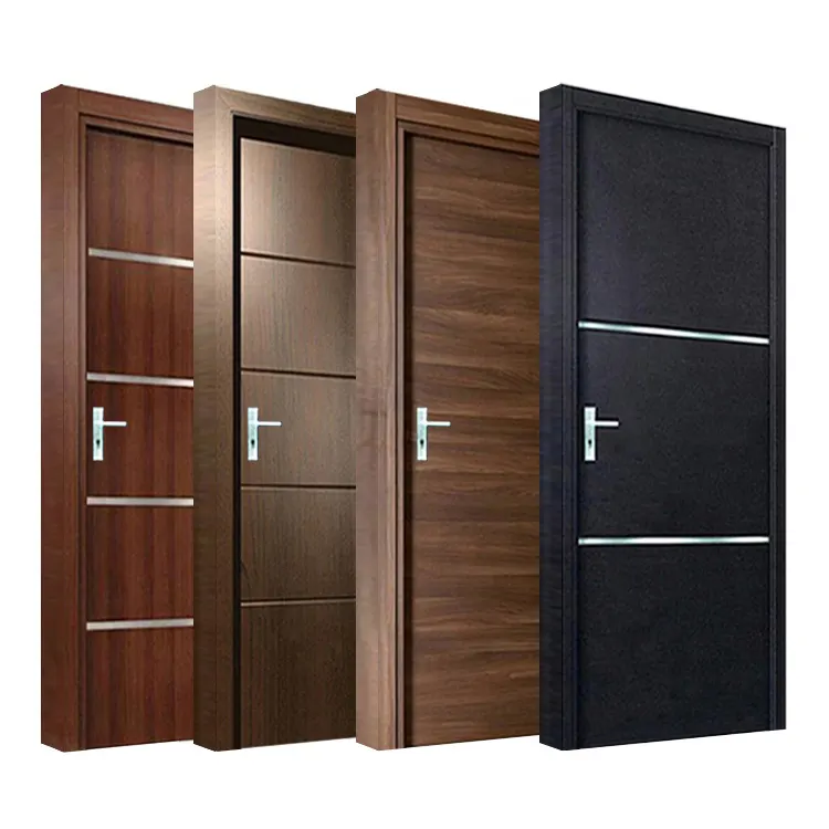 Custom modern indoor prehung water proof wood door design interior room waterproof wpc solid wooden doors for house hotel home