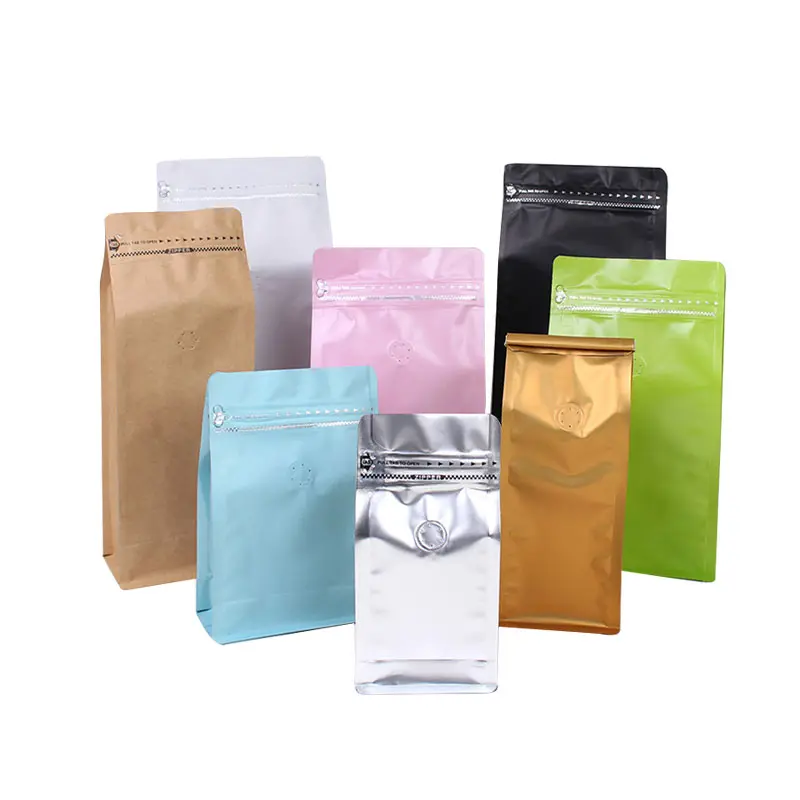 Manufacture aluminum foil flat bottom pouch plastic food packaging bag with zipper