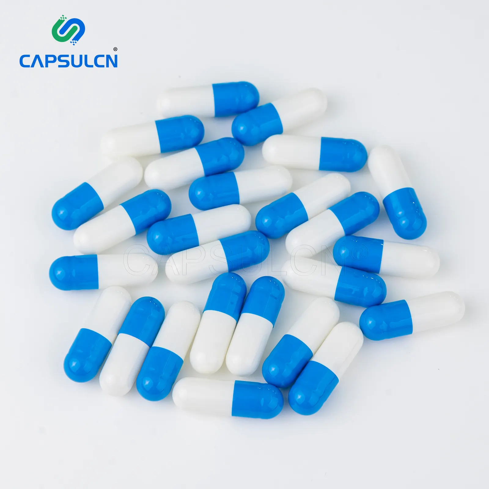 Capsule vuote colorate naturali mediche Skyblue blu e bianco il colore della capsula di gelatina dura vuota può essere personalizzato