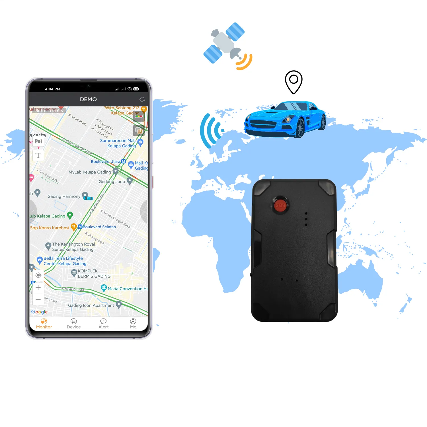 Dispositivo di localizzazione wireless in tempo reale con posizionamento globale forte Tracker GPS per auto