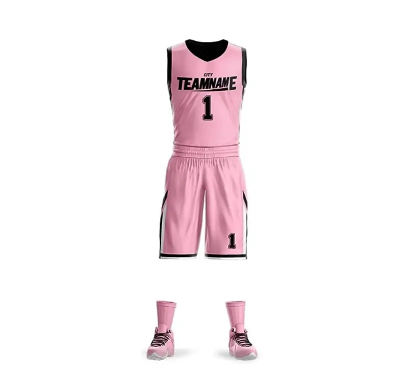 Camiseta de baloncesto de fábrica, uniformes con logotipo personalizado, uniformes de baloncesto de precio bajo rosa, camiseta de baloncesto de alta calidad