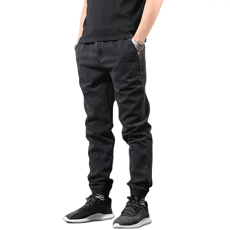Jeans Jogger da uomo personalizzati colore nero blu Street wear pantaloni Punk Hip Hop Jeans stile giapponese moda uomo