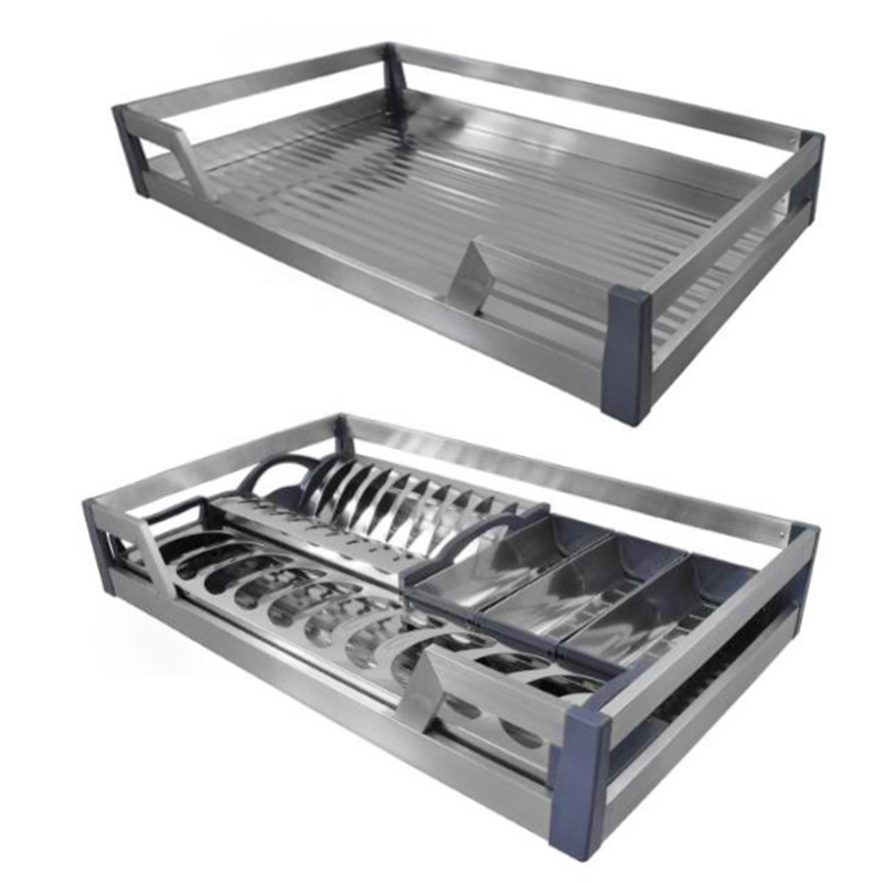 600mm to 900mm Kitchen Multi-functional Basket Soft Closing Stainless Steel Pull Out Basket with Drawer Soft-closing Slide