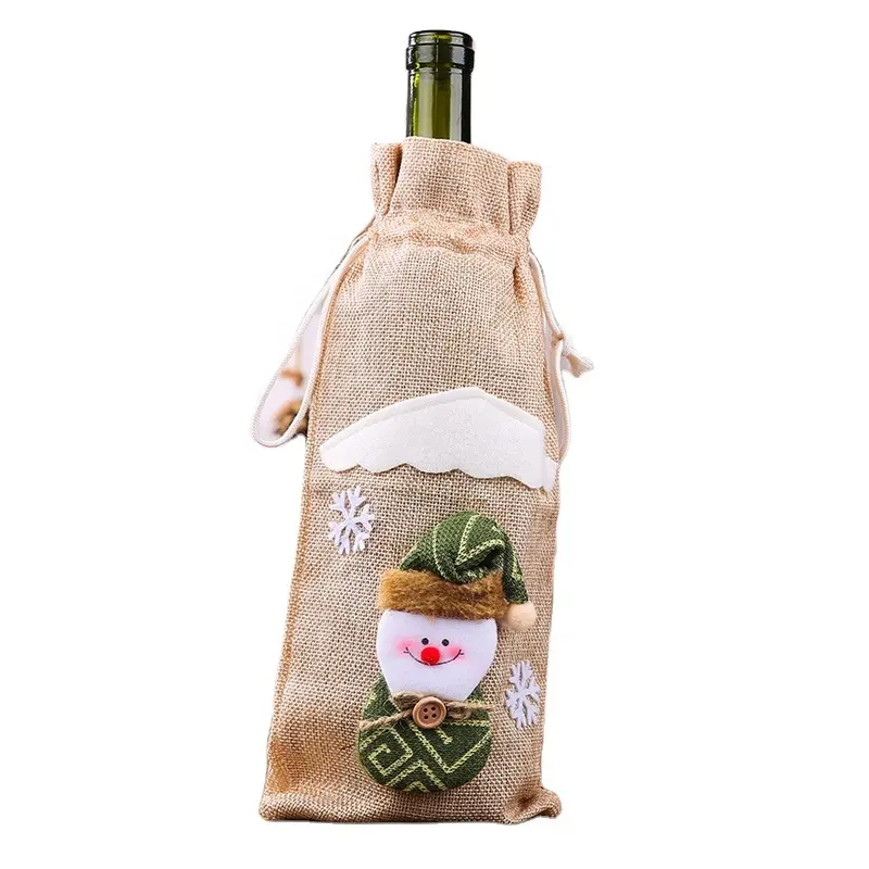 2023 Christmas Red Wine Bottle Cover 3D Cartoon champagne Bottle Bag per la decorazione della tavola di natale