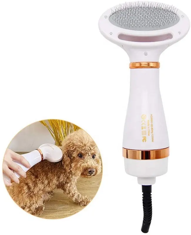 Portable Quiet 2 in 1 Pet Grooming Electric Hair Dryer Slicker Brush Hair Removal Home Dog Cat Cleaning Hair Blower