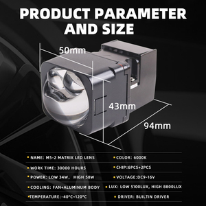 M5-2 araba Led ışık ampul kare Led projektör Lens 1.5 inç matris bifokal Led projektör Lens 58w Led Lens - Product Image 6