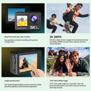 Câmera Esportiva 60 Go Pro 5K HD com Tela Dupla Colorida 1.3/2.0\", Cartão TF, M60TR, À Prova D'água para Uso Externo, Antichoque, Embalagem Neutra - Product Image 2